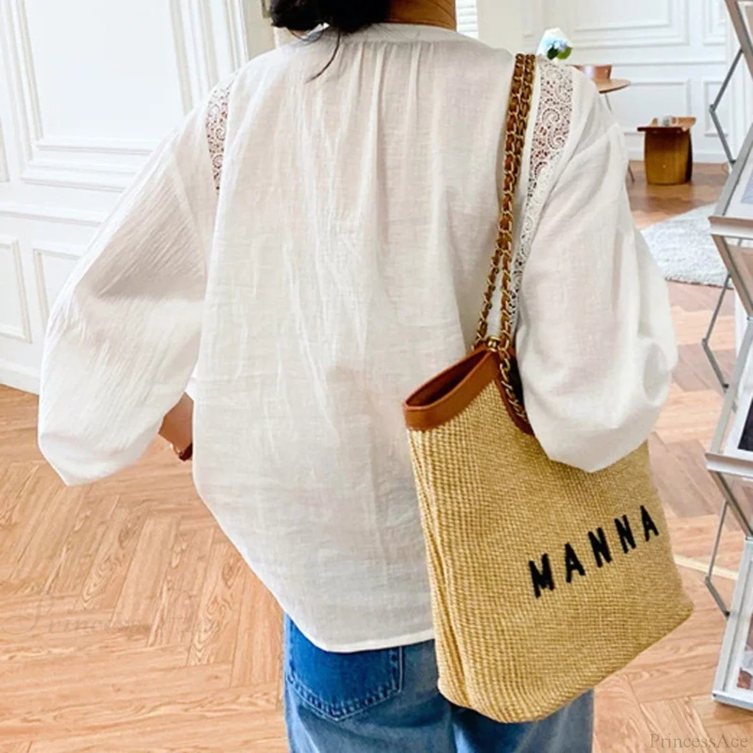 Cotton White Lace Lantern Sleeve Oversize Boho Blouse bohoblouse-250126