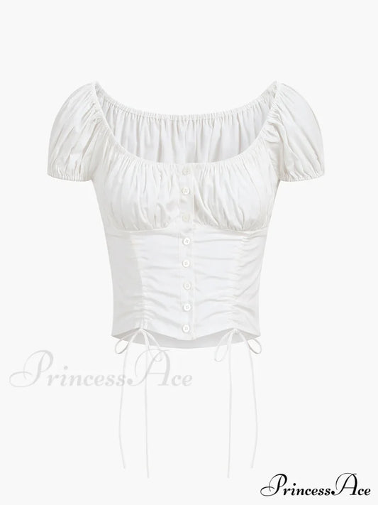 Cowgirl Aesthetics Drawstring Trendy Corset Crop Top Blouses