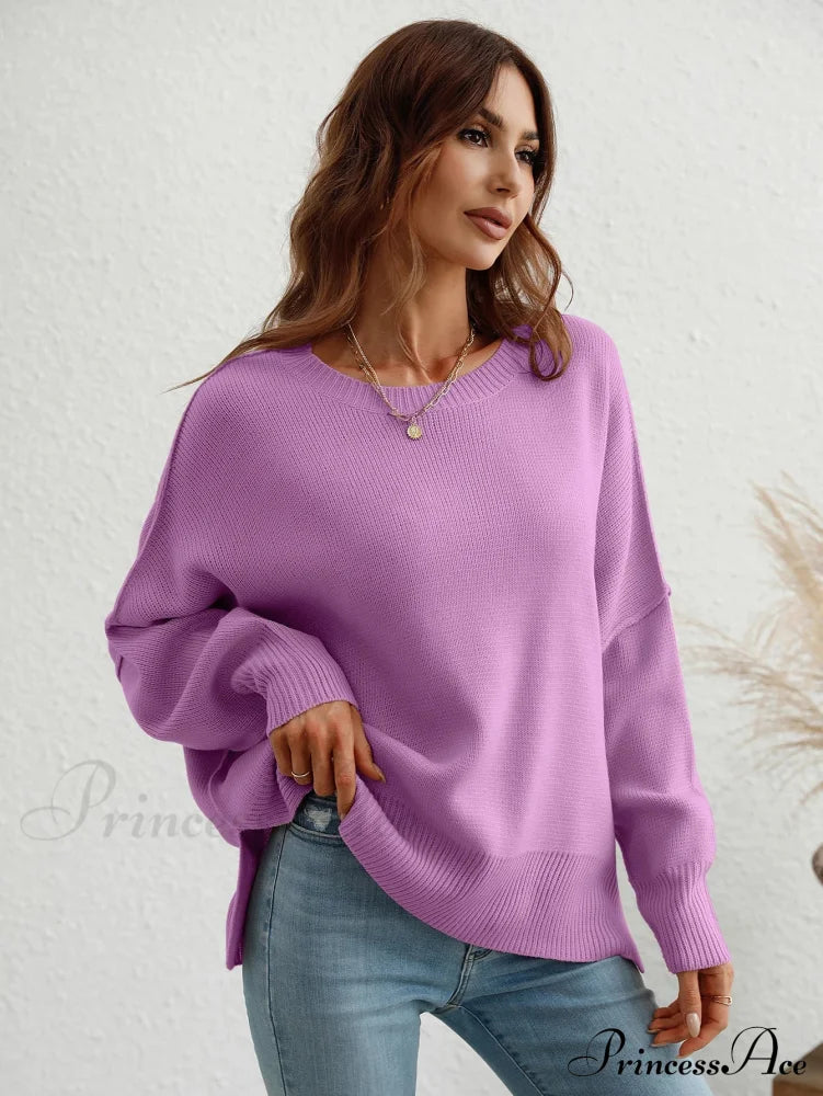 Cozy Stylish Elegant Chic Casual Comfortable Soft Warm Sweater Violet / S Sweaters-L