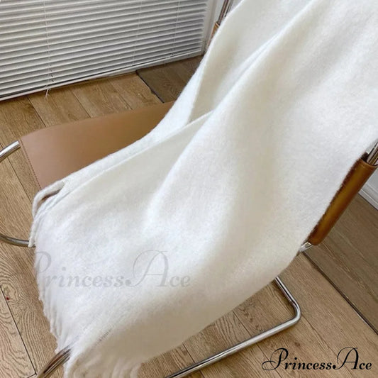 Cozy Warm Soft Thick Elegant Stylish Trendy Modern Scarf White