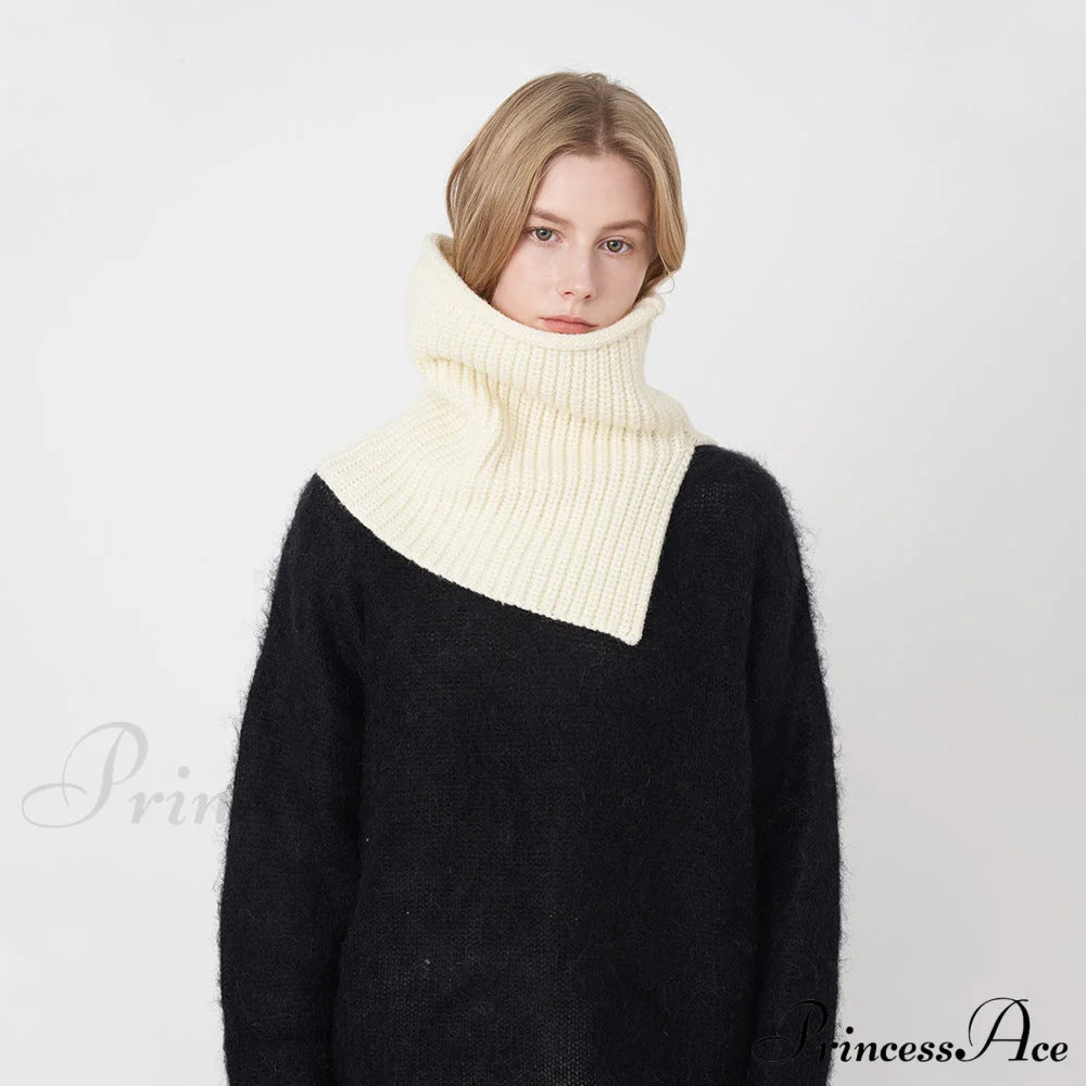 Cozy Warm Stylish Soft High Neck Thick Comfortable Elegant Scarf Off-White