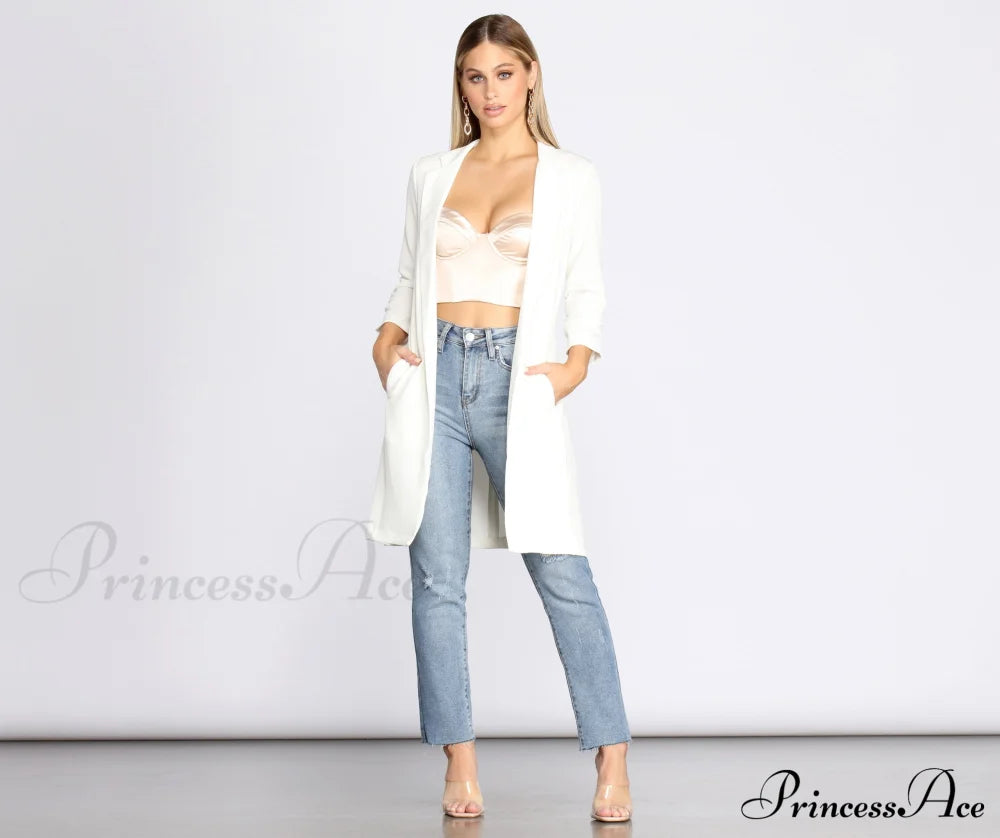 Crepe Longline Blazer For Boss Babes Casual Woven Jackets