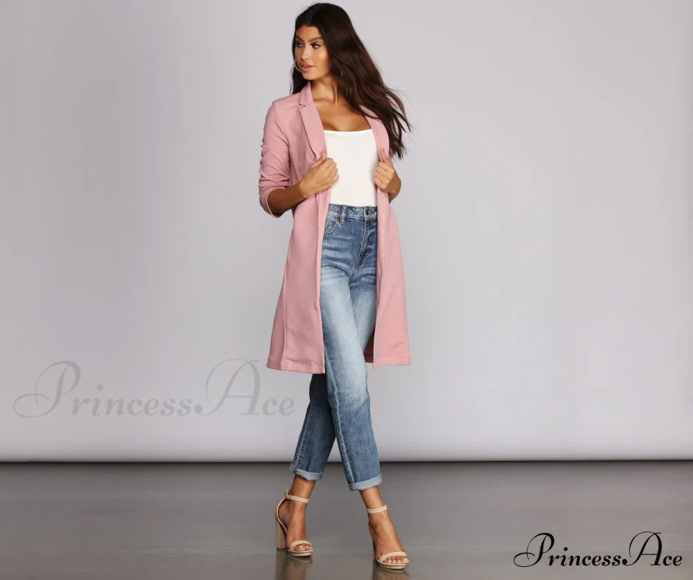 Crepe Longline Blazer For Boss Babes Casual Woven Jackets