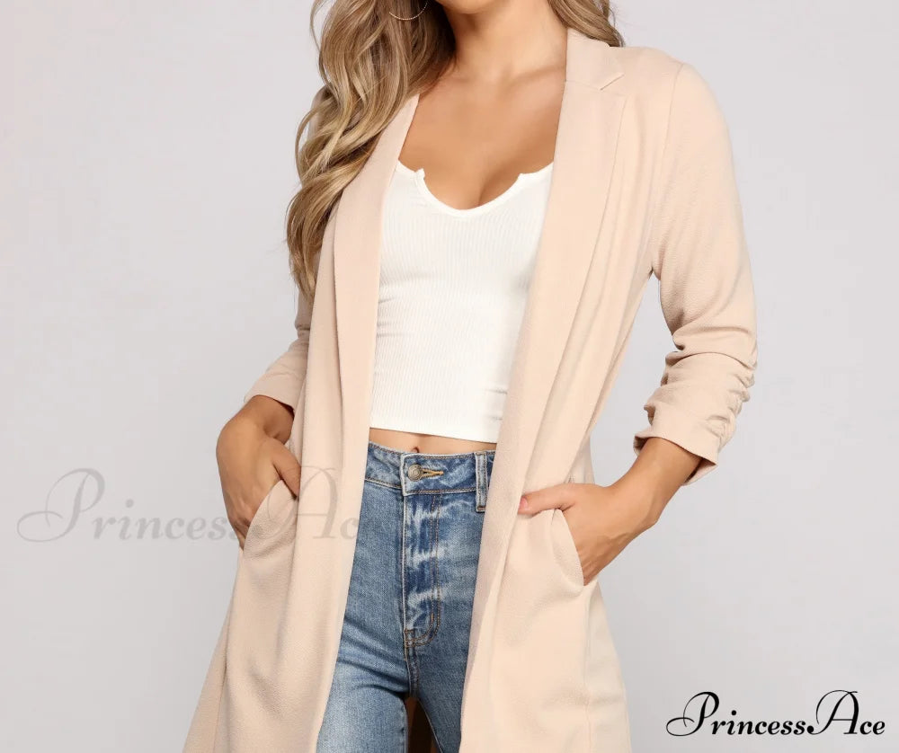 Crepe Longline Blazer For Boss Babes Casual Woven Jackets