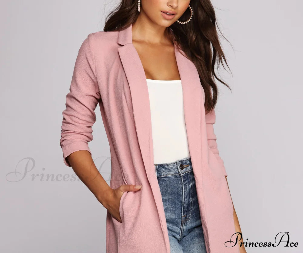 Crepe Longline Blazer For Boss Babes Casual Woven Jackets