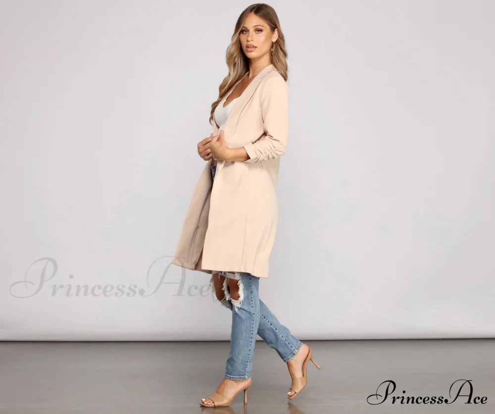 Crepe Longline Blazer For Boss Babes Casual Woven Jackets