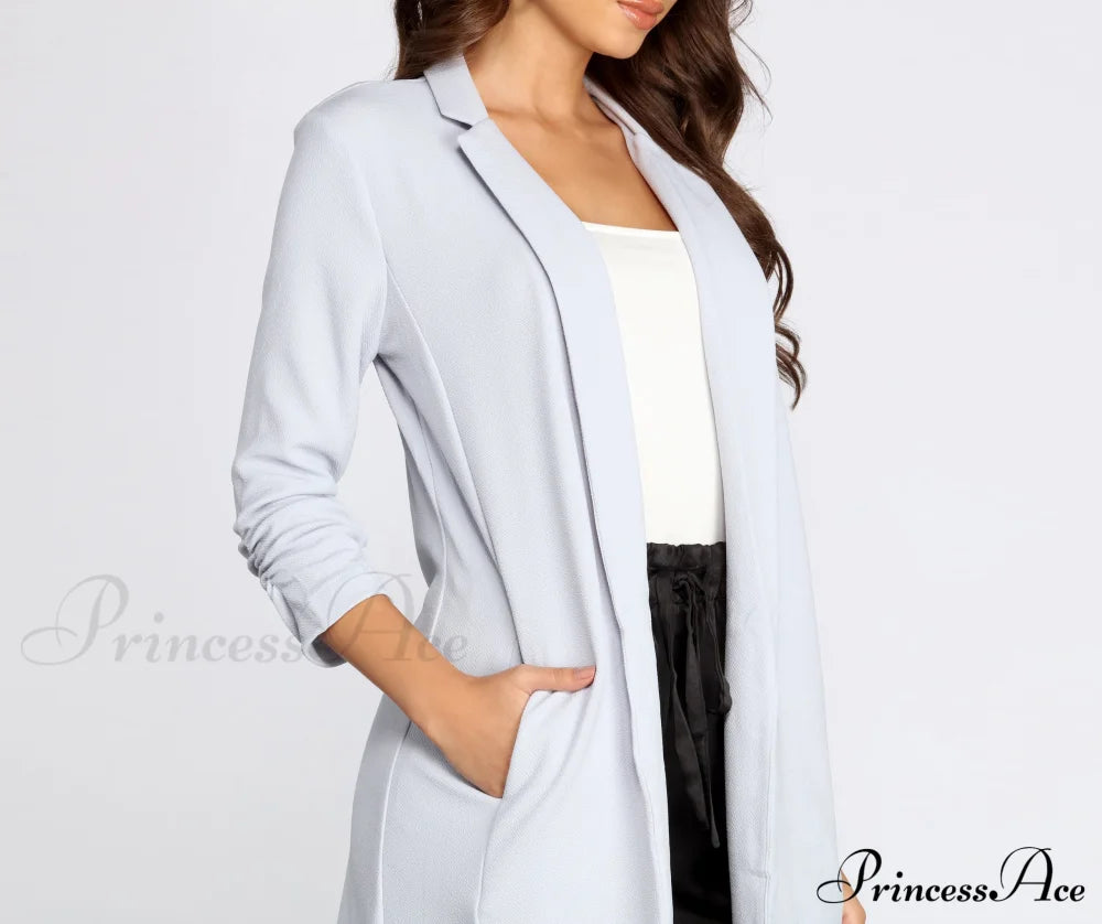 Crepe Longline Blazer For Boss Babes Red-2 / M Casual Woven Jackets