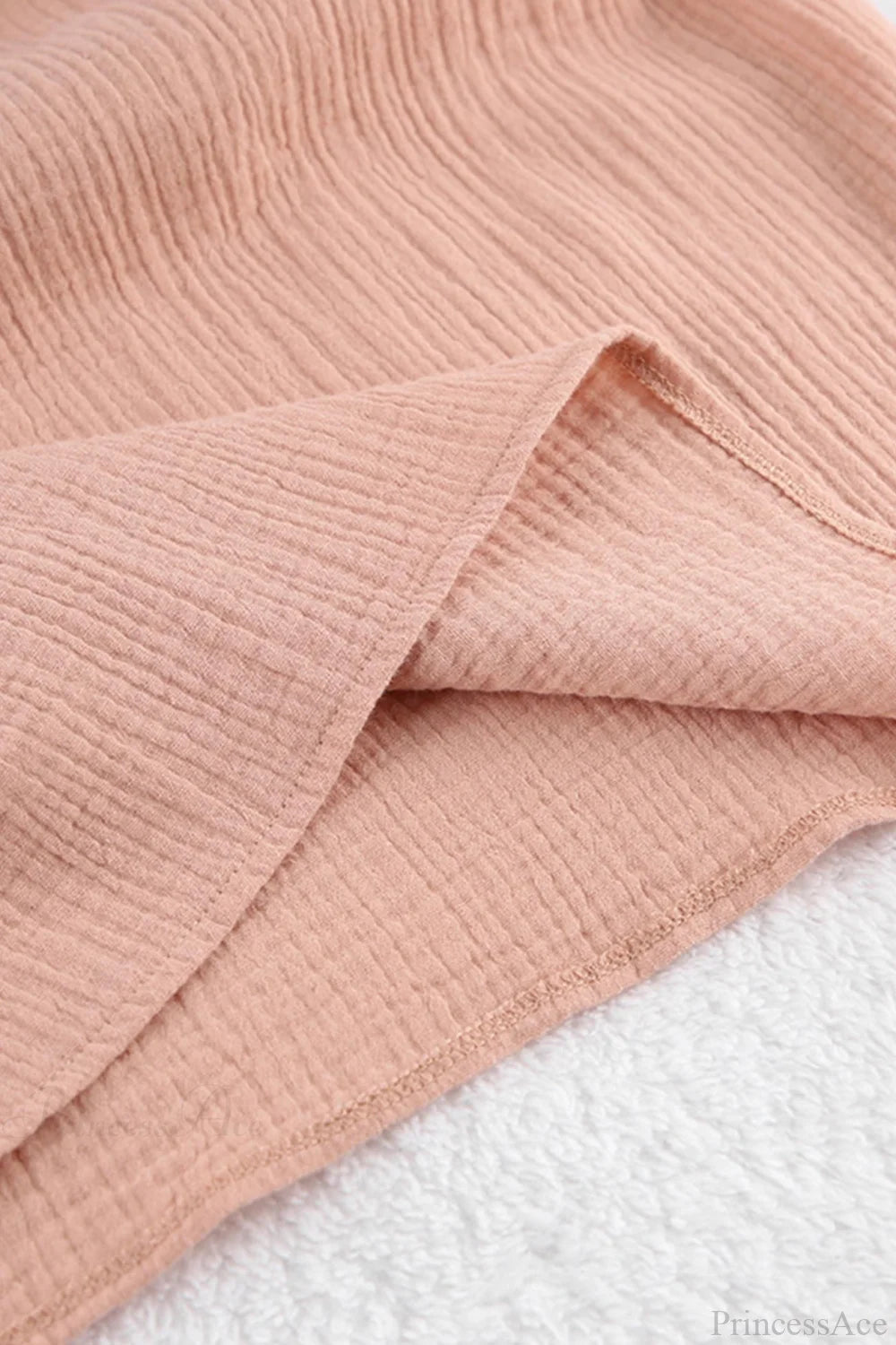 Crepe V Neck Puff Sleeve Loose Dress Midi Dresses