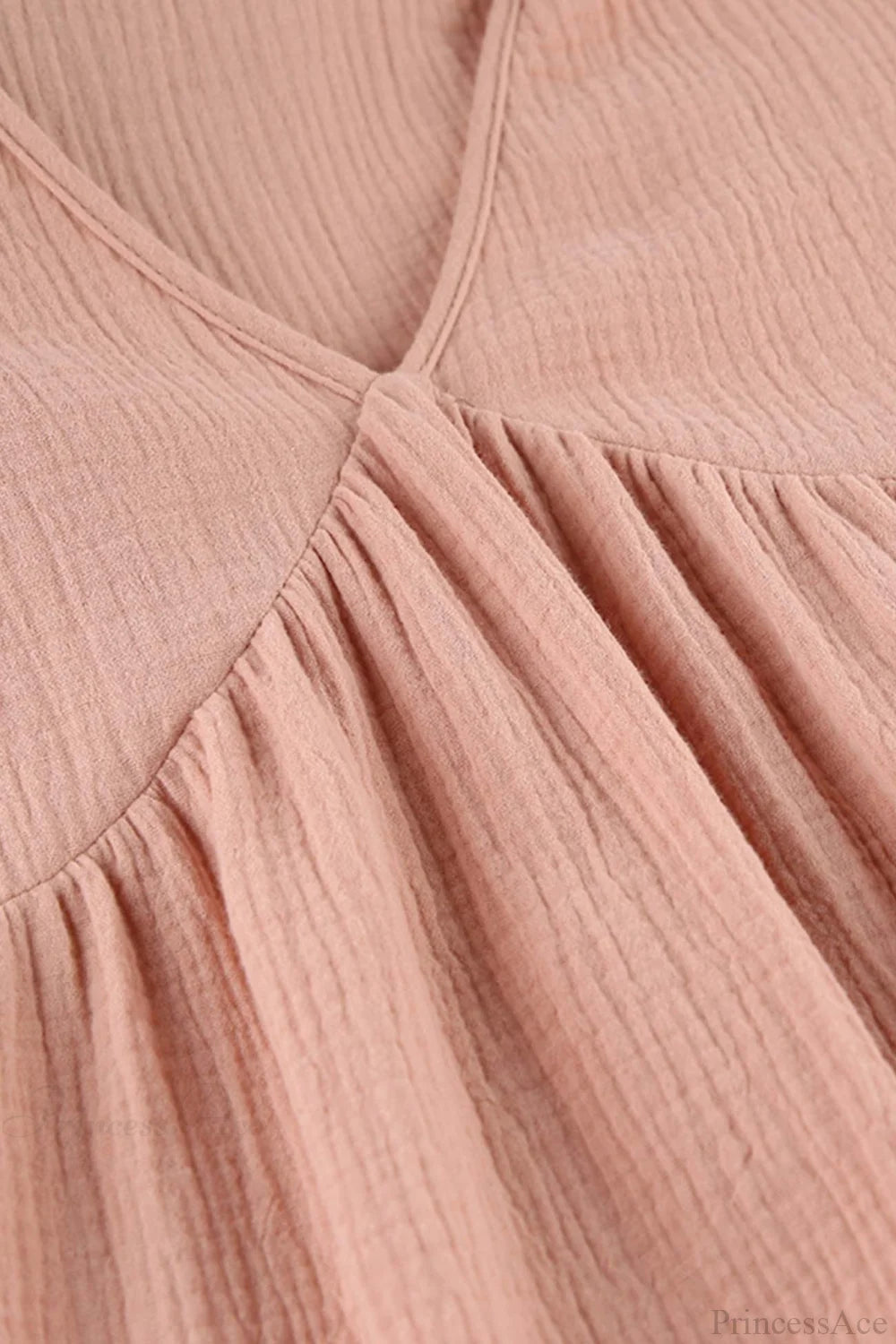 Crepe V Neck Puff Sleeve Loose Dress Midi Dresses