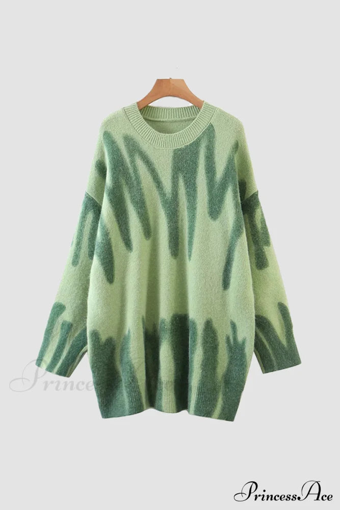 Crew Neck Jumper With Pattern Sweaters-L