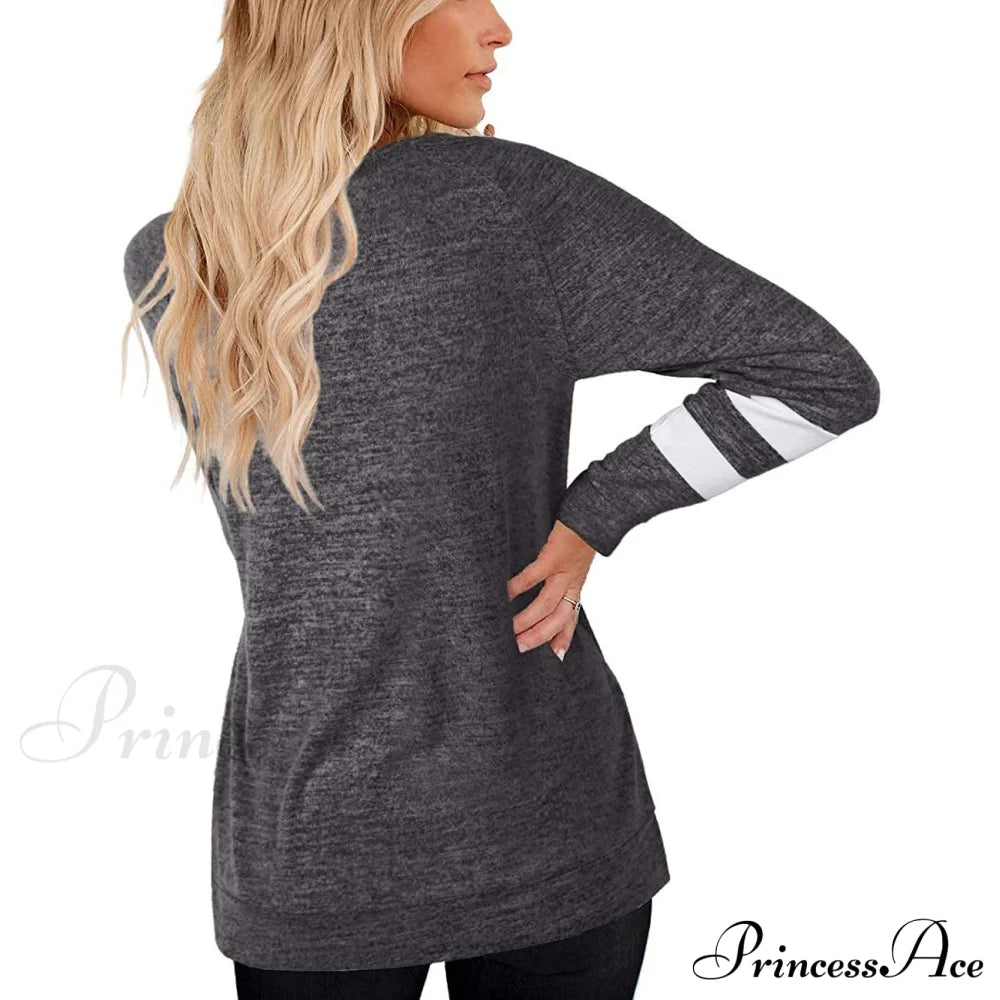 Crewneck Long Sweaters Tunic Women’s Sweatshirts Arm Tops