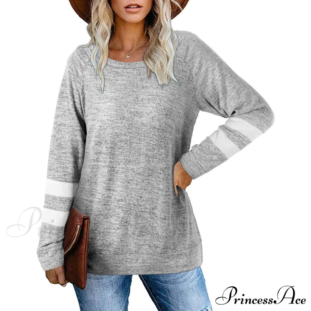 Crewneck Long Sweaters Tunic Women’s Sweatshirts Arm Tops