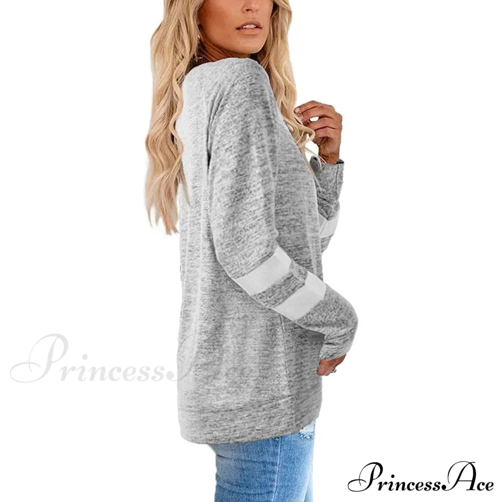 Crewneck Long Sweaters Tunic Women’s Sweatshirts Arm Tops