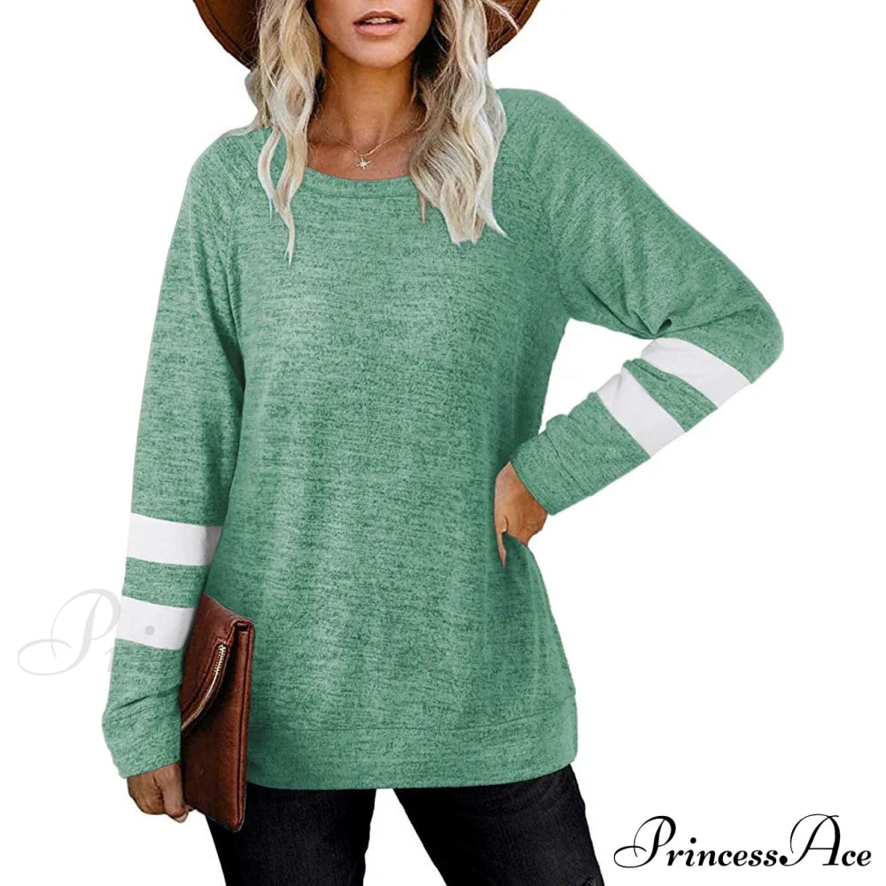 Crewneck Long Sweaters Tunic Women’s Sweatshirts Arm Tops