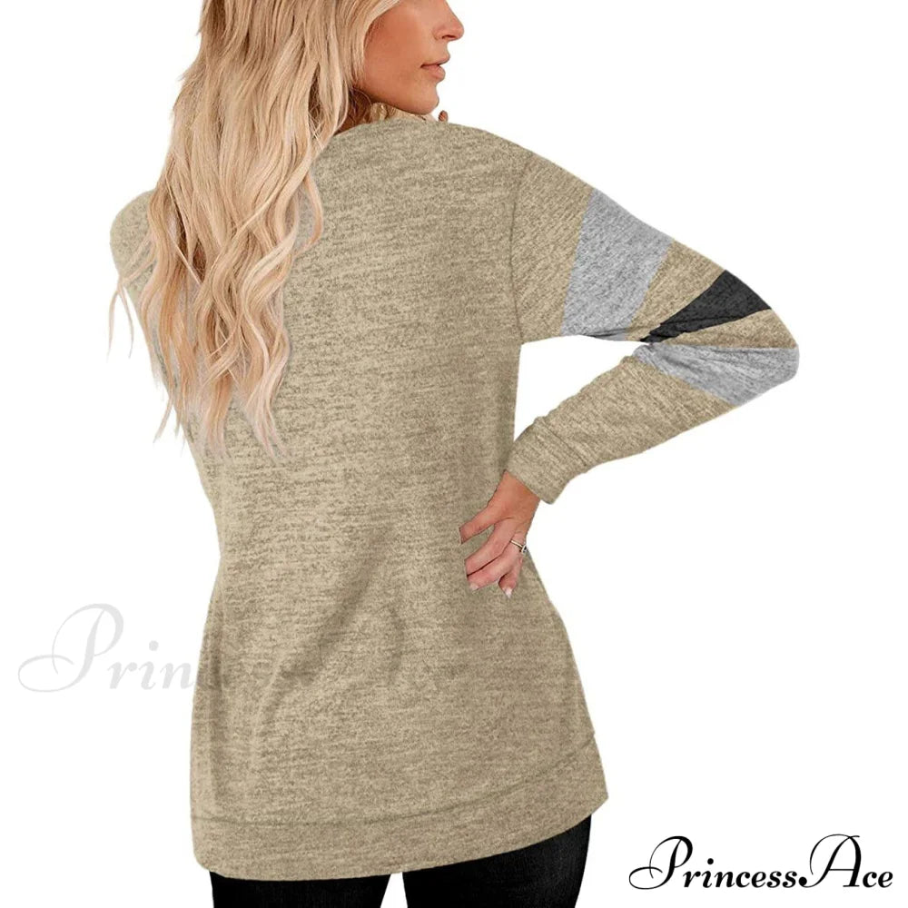 Crewneck Long Sweaters Tunic Women’s Sweatshirts Arm Tops