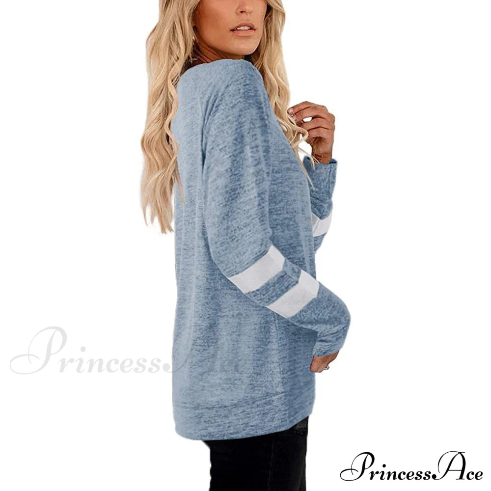 Crewneck Long Sweaters Tunic Women’s Sweatshirts Arm Tops