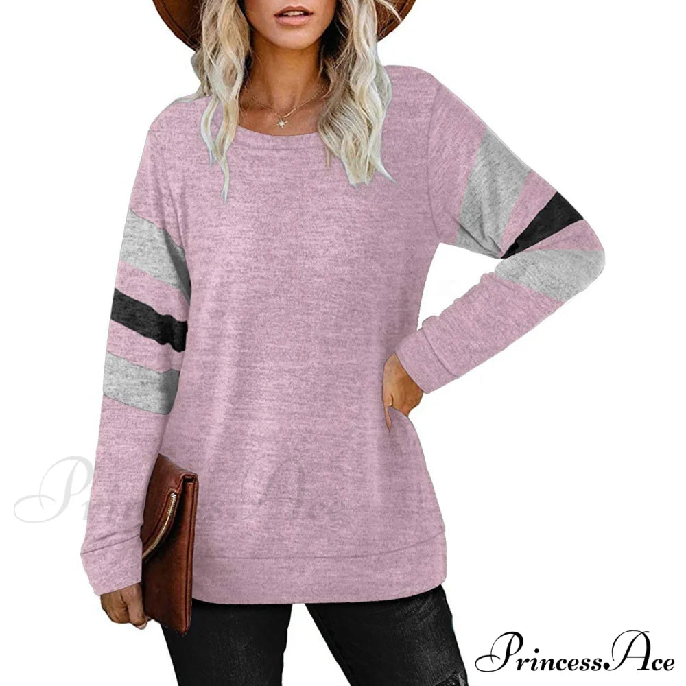 Crewneck Long Sweaters Tunic Women’s Sweatshirts Arm Tops