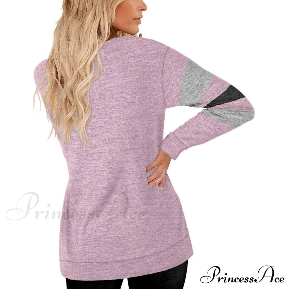 Crewneck Long Sweaters Tunic Women’s Sweatshirts Arm Tops