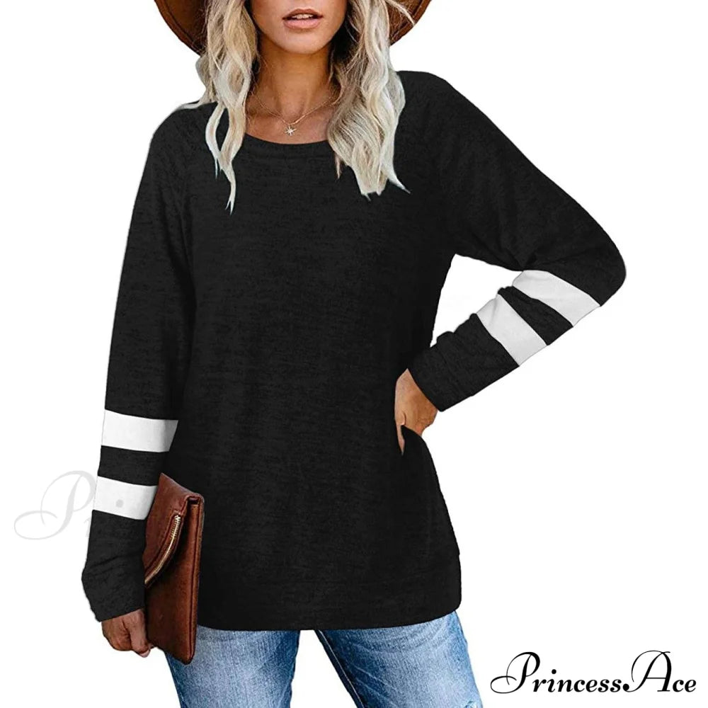 Crewneck Long Sweaters Tunic Women’s Sweatshirts Arm Tops