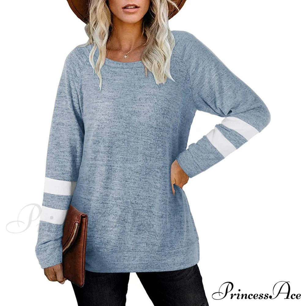 Crewneck Long Sweaters Tunic Women’s Sweatshirts Arm Tops