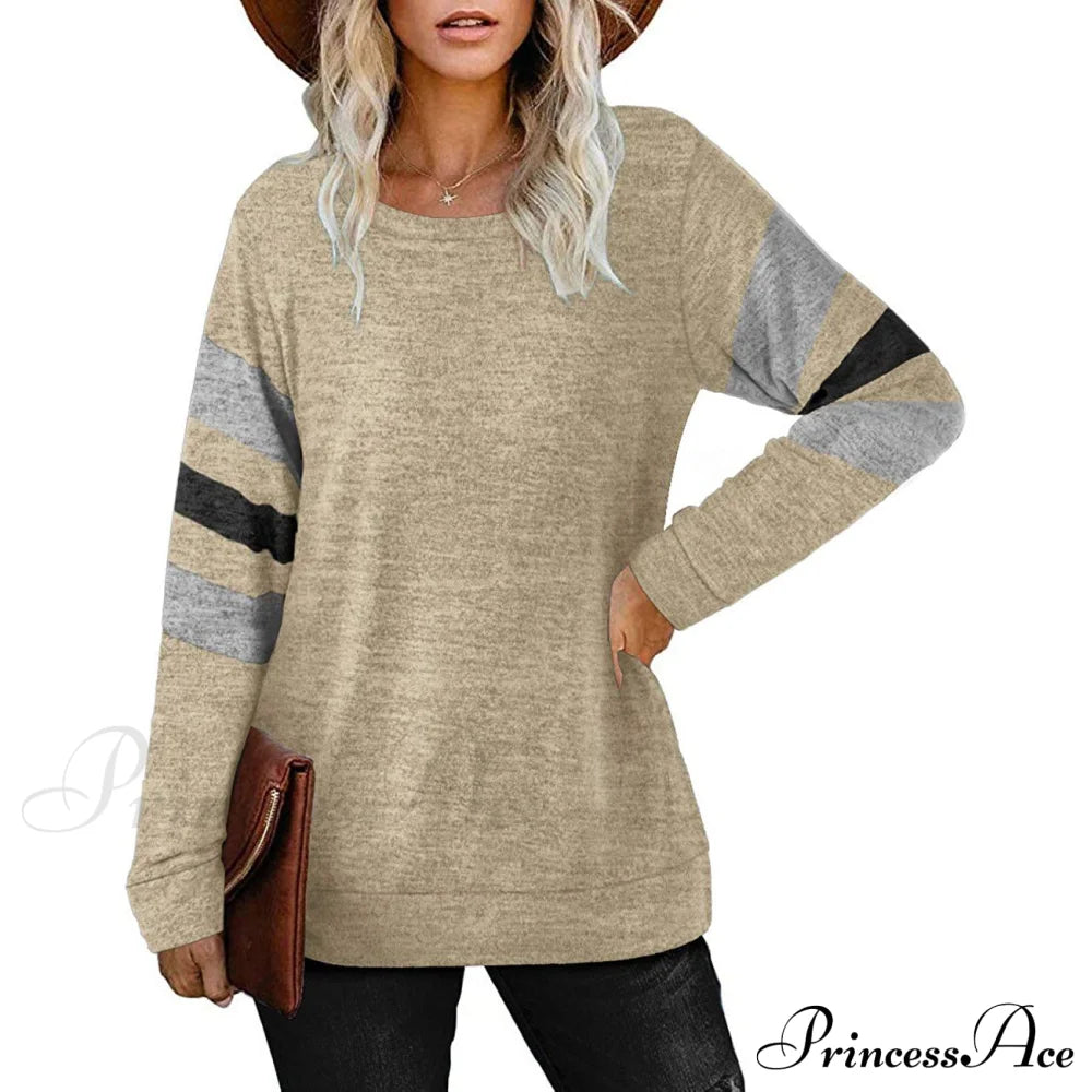 Crewneck Long Sweaters Tunic Women’s Sweatshirts Arm Tops