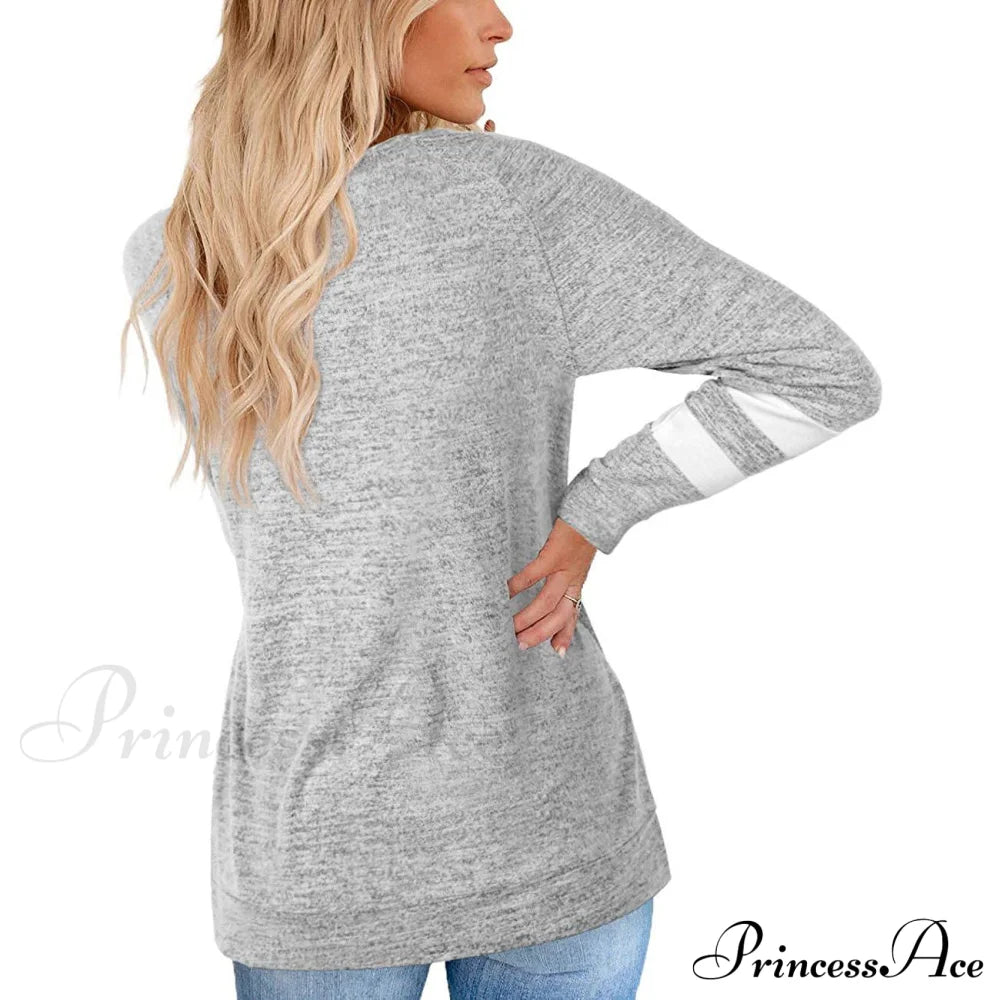 Crewneck Long Sweaters Tunic Women’s Sweatshirts Arm Tops