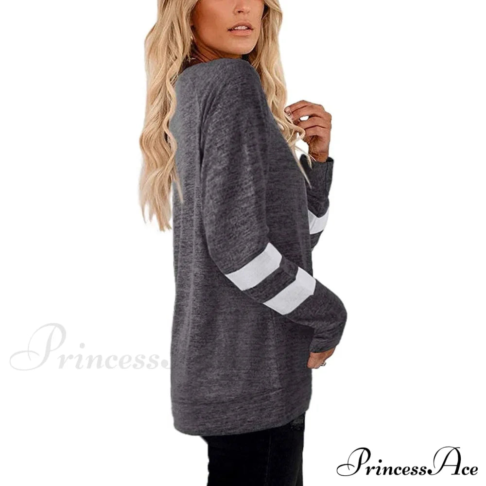 Crewneck Long Sweaters Tunic Women’s Sweatshirts Arm Tops