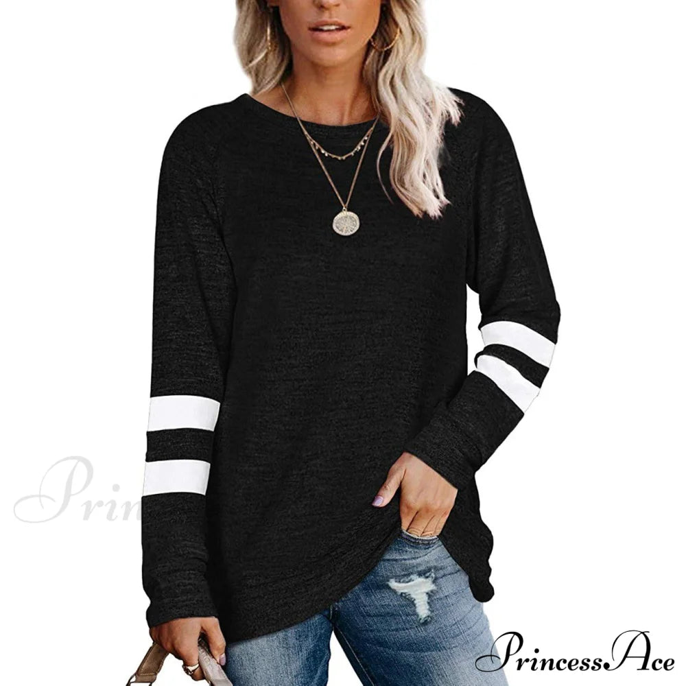 Women's Crewneck Sweatshirts Long Sleeve Sweaters Tunic Tops Black clothes refund_fee:1200 tops