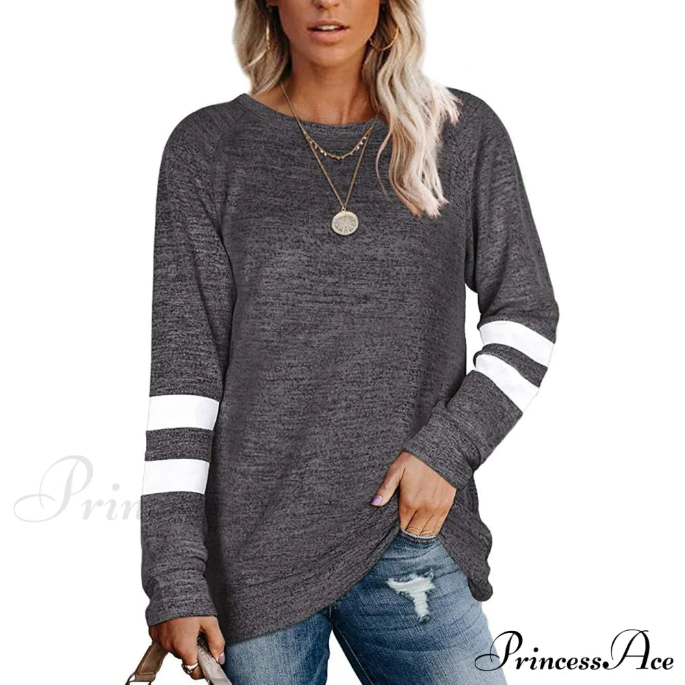 Women's Crewneck Sweatshirts Long Sleeve Sweaters Tunic Tops Gray clothes refund_fee:1200 tops