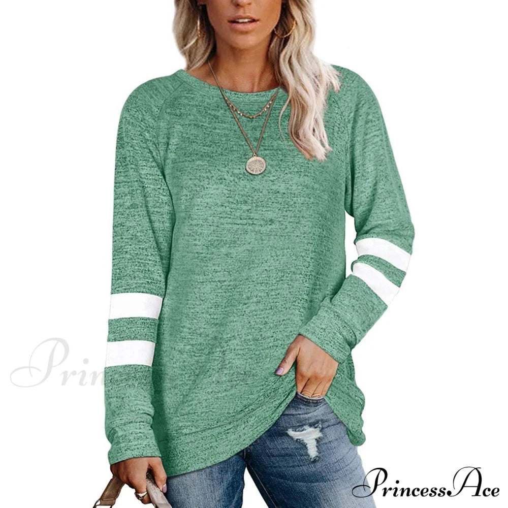 Women's Crewneck Sweatshirts Long Sleeve Sweaters Tunic Tops Green clothes refund_fee:1200 tops