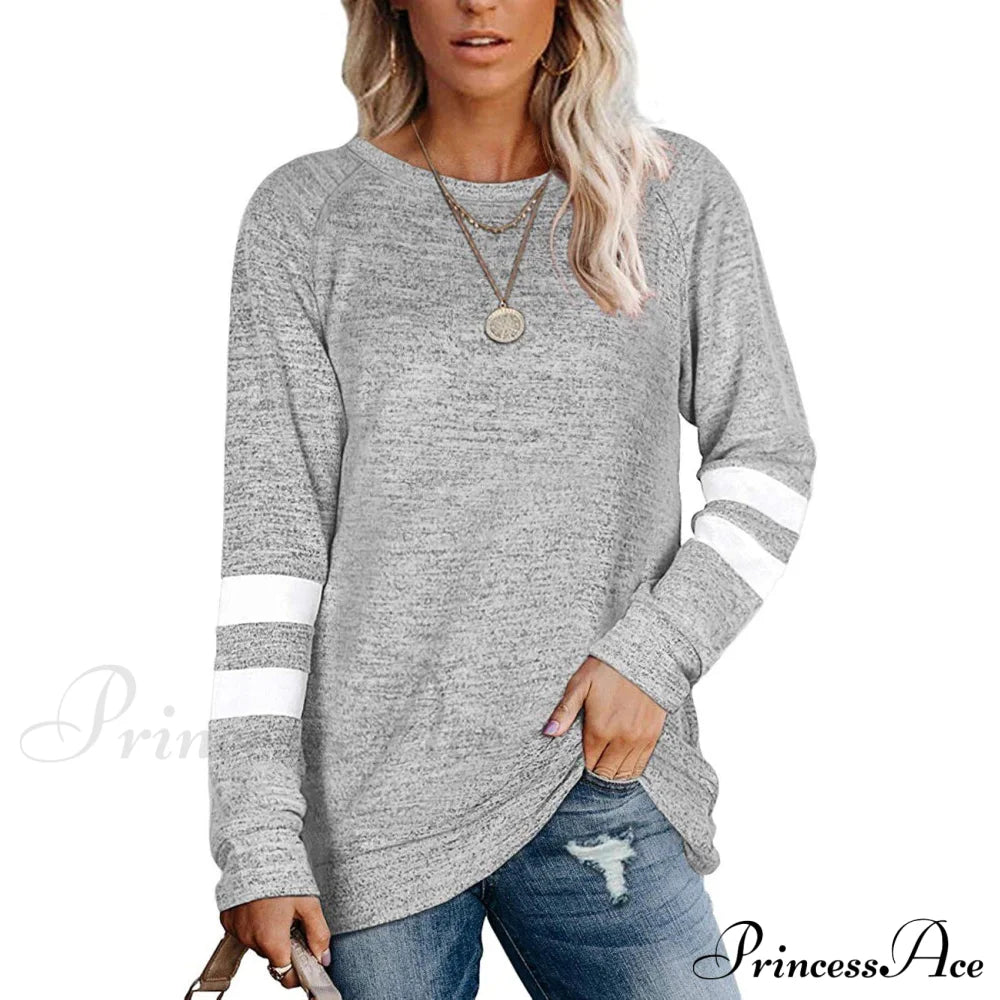 Women's Crewneck Sweatshirts Long Sleeve Sweaters Tunic Tops Heather Gray clothes refund_fee:1200 tops