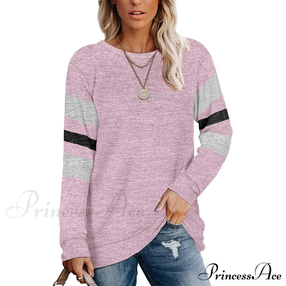 Women's Crewneck Sweatshirts Long Sleeve Sweaters Tunic Tops Pink clothes refund_fee:1200 tops