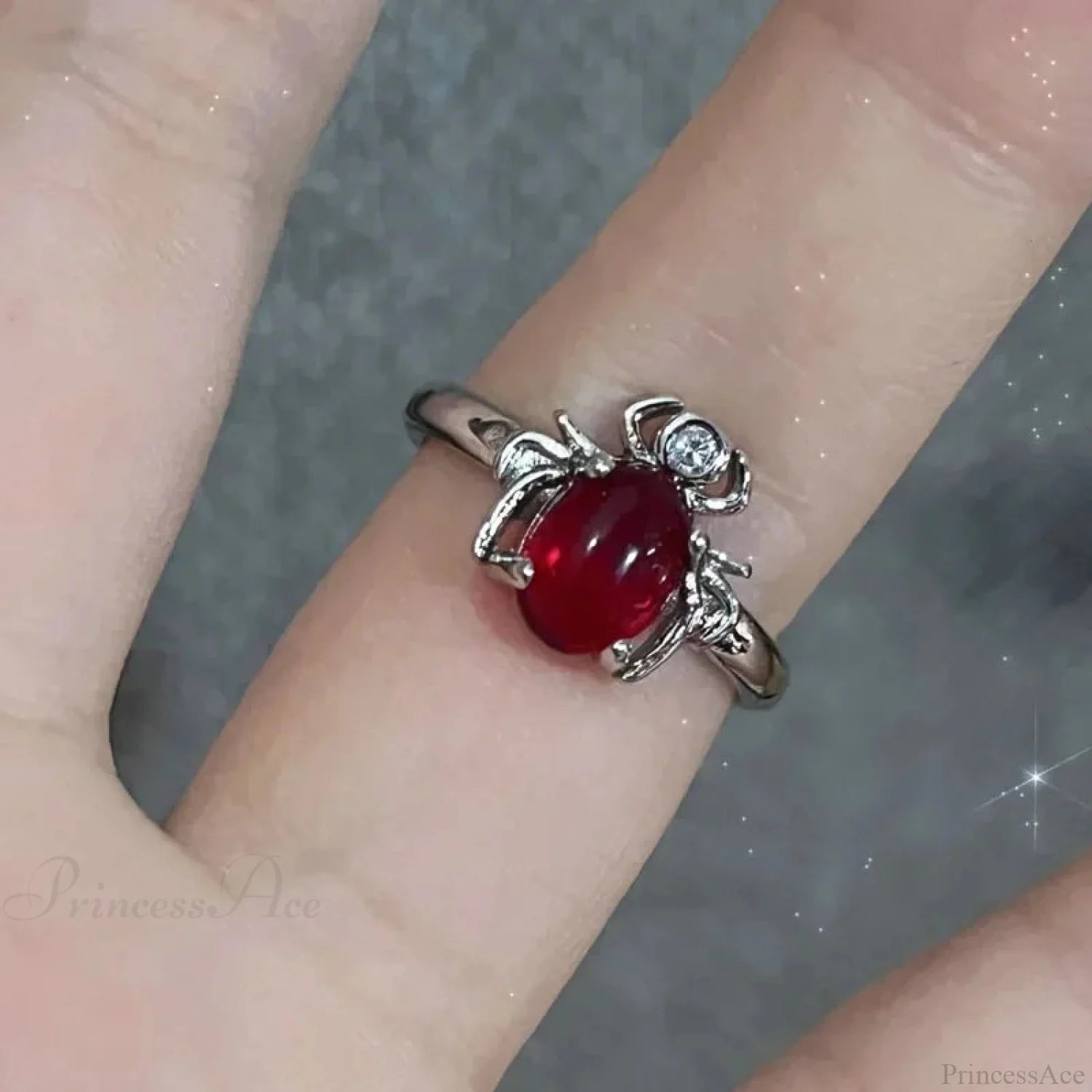 Crimson Crystal Affection Heart Gothic Band sliver6