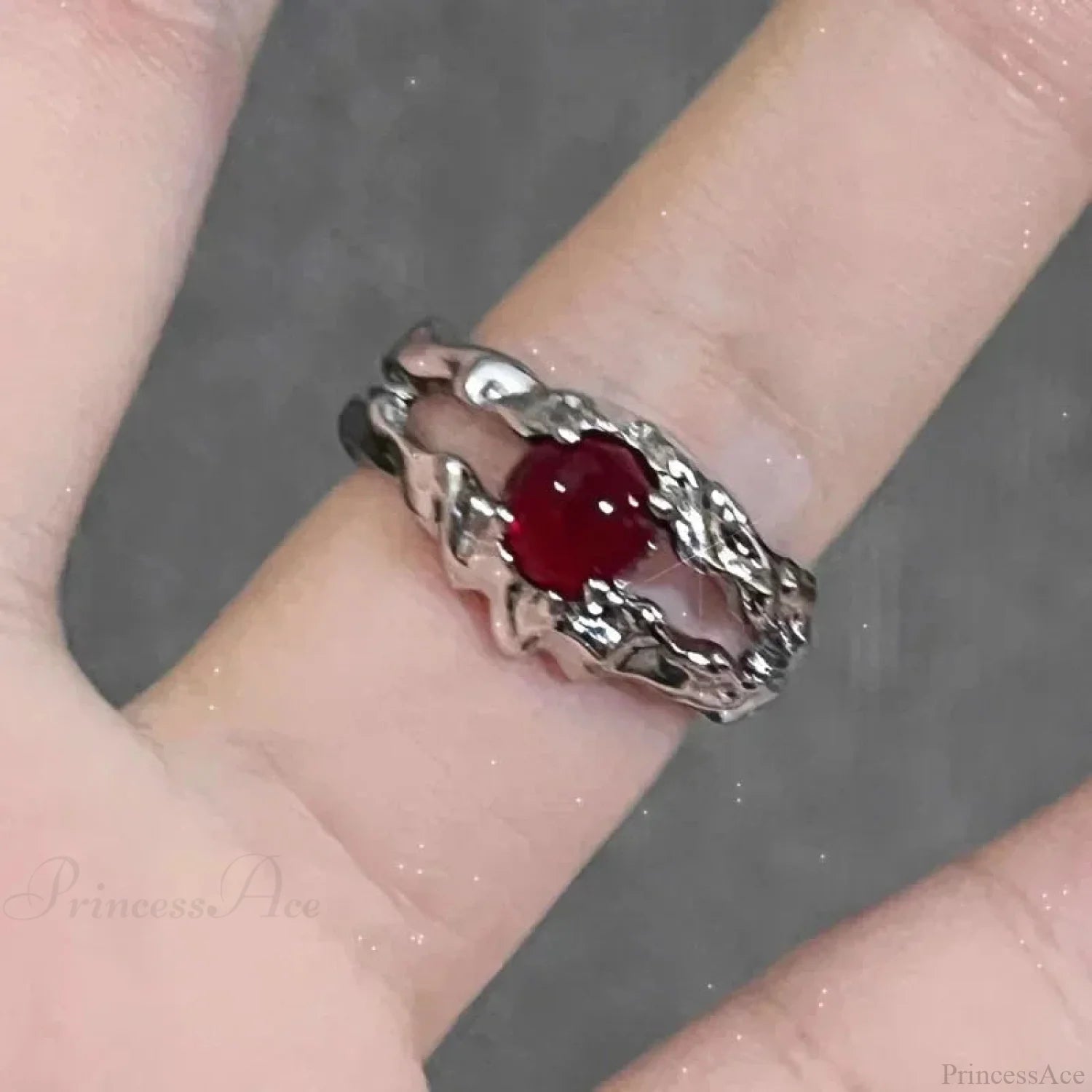 Crimson Crystal Glass Medieval Arachnid Ring