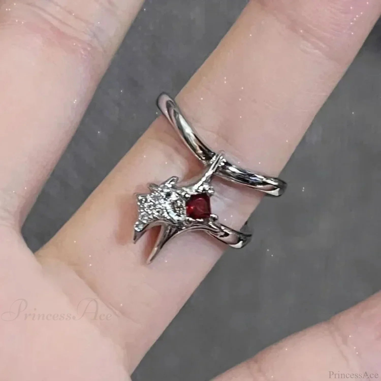 Crimson Crystal Glass Medieval Arachnid Ring red2