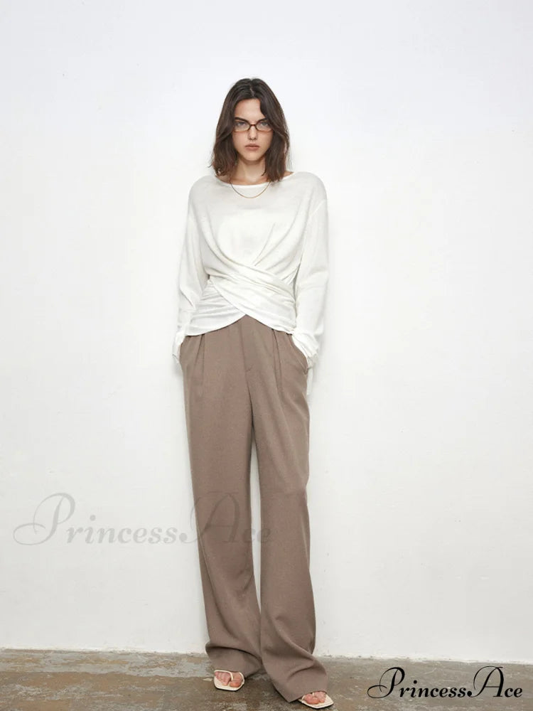 Criss Cross Back Trendy Buttoned Long Sleeve Shirt T-Shirts