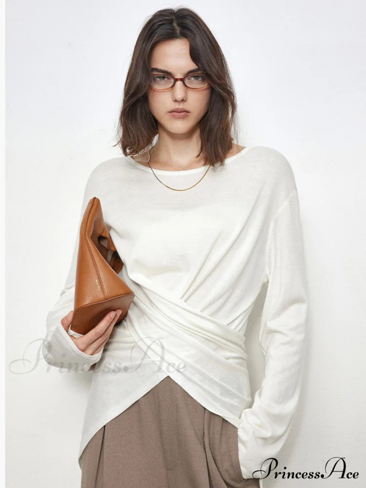 Criss Cross Back Trendy Buttoned Long Sleeve Shirt T-Shirts