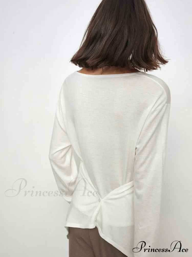Criss Cross Back Trendy Buttoned Long Sleeve Shirt T-Shirts