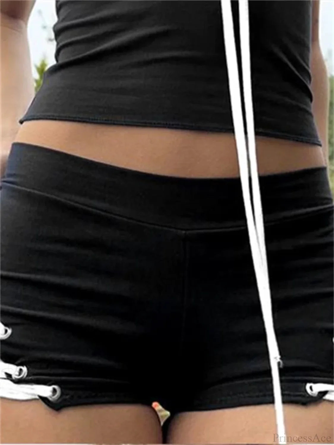 Criss-Cross Tie-Up HolLow Short short-250223