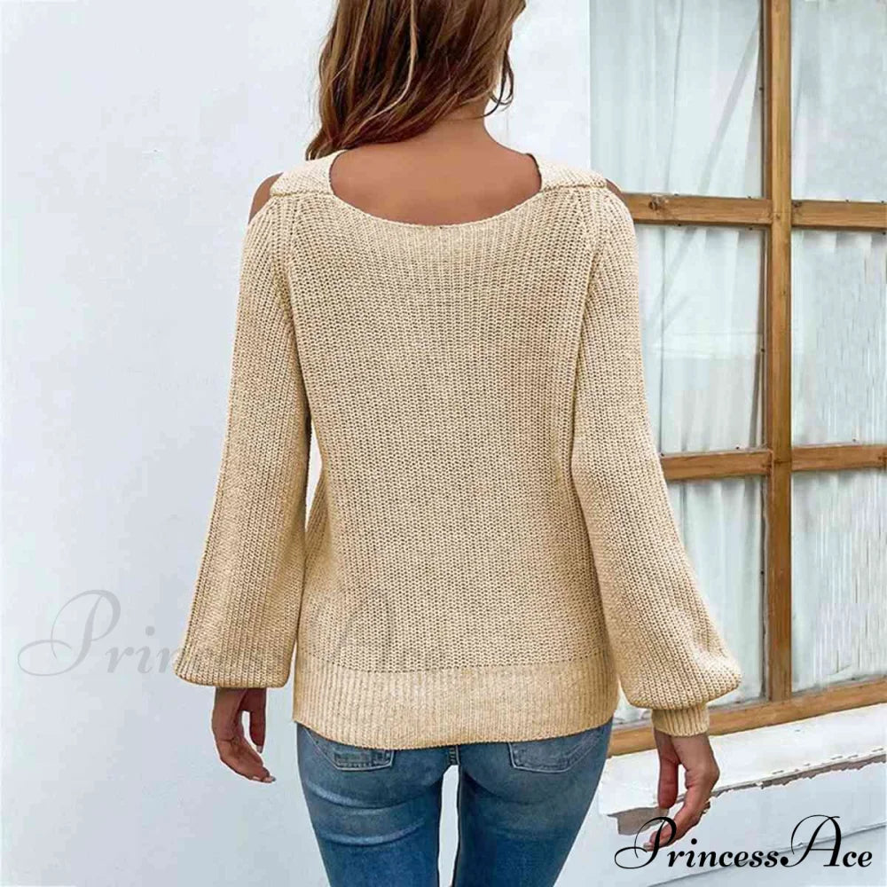 Crisscross Cold-Shoulder Sweater Sweaters-L