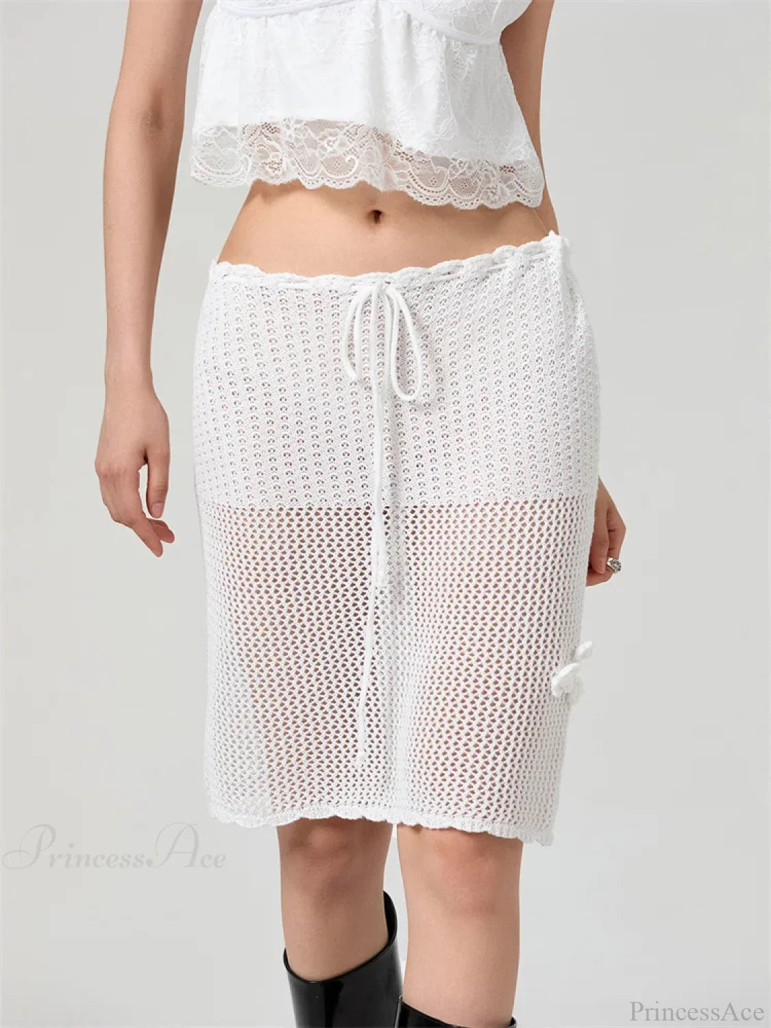 Crochet 3D Flower Patchwork Skirt skirts-250223