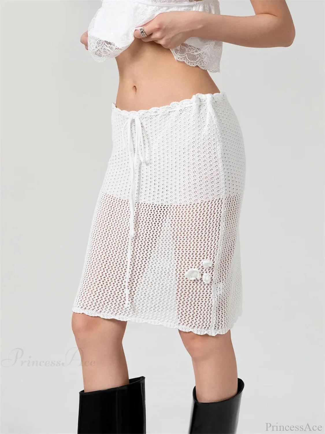 Crochet 3D Flower Patchwork Skirt skirts-250223