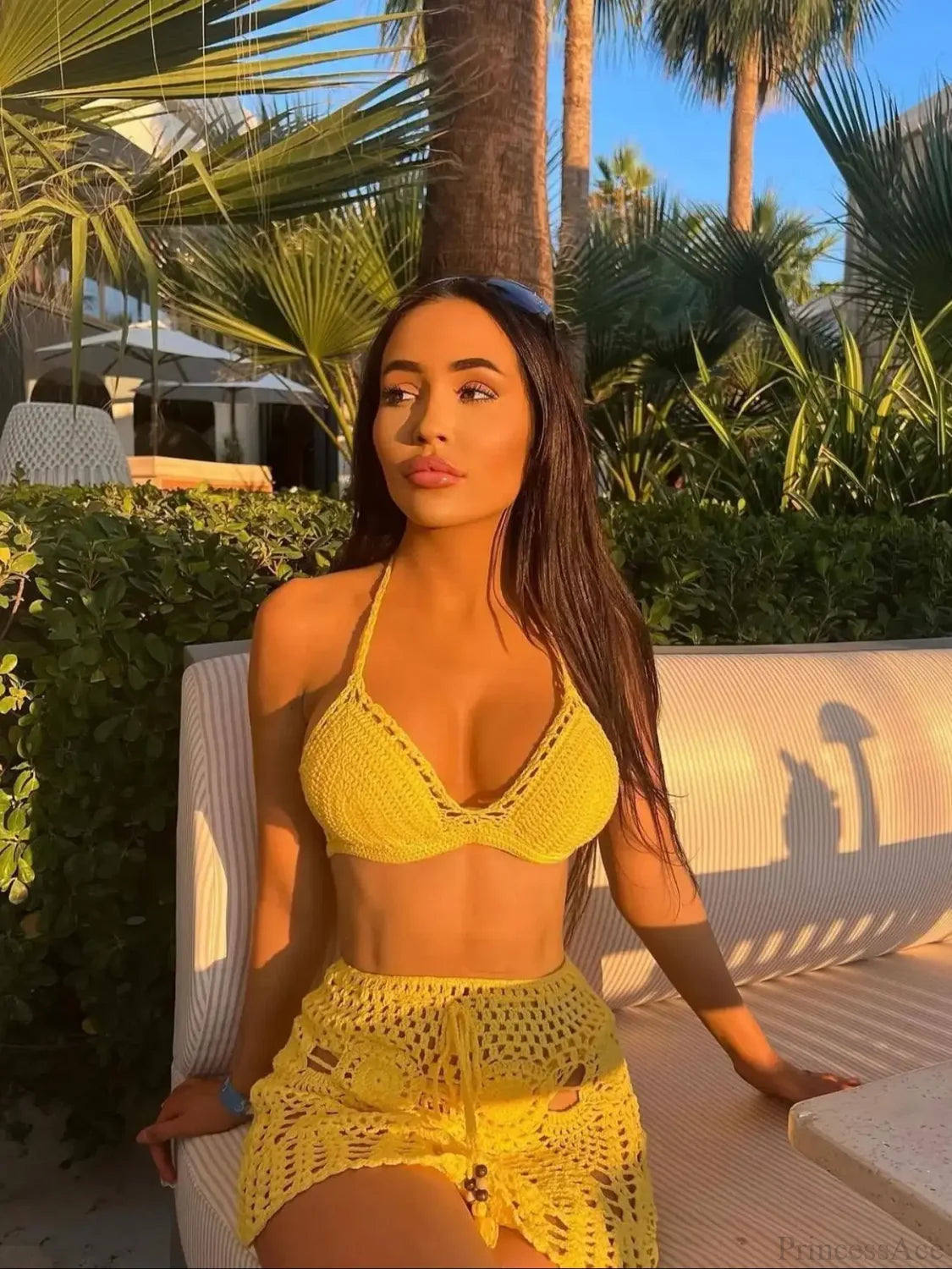 Crochet Beach Knit Skirt Three Piece Swimsuit