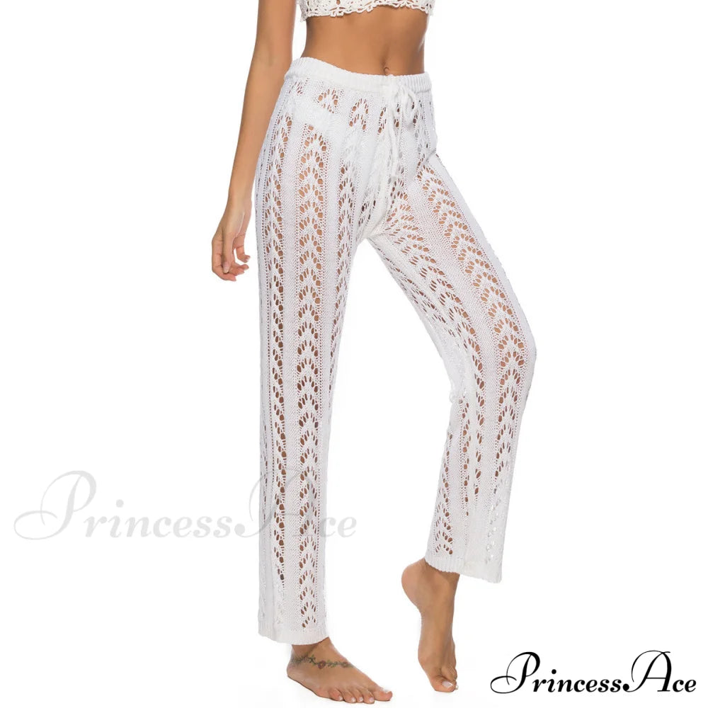 Crochet Beach Wide Leg Pants White 2 / S