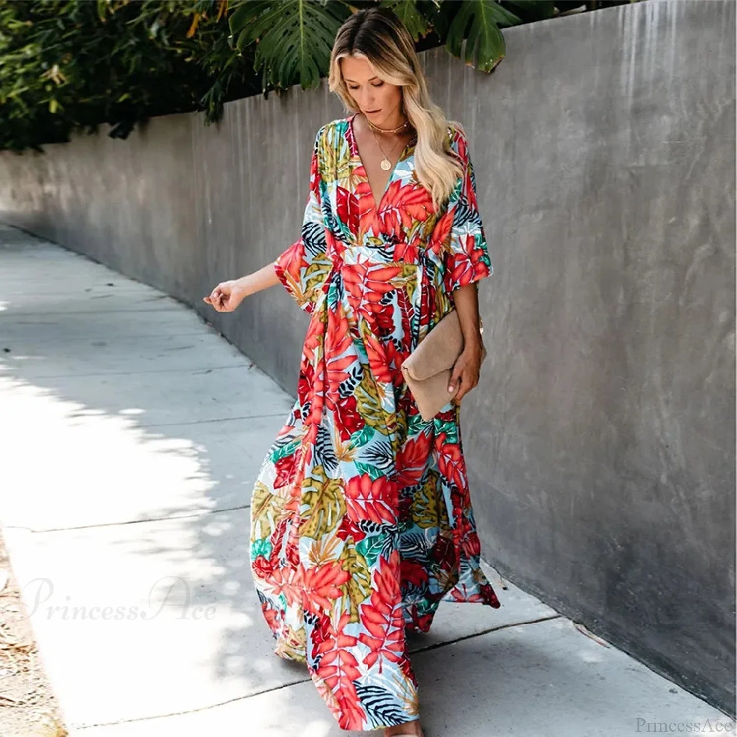 Crochet Kaftan Tunic Summer Beach Cover Up color11 / One Size