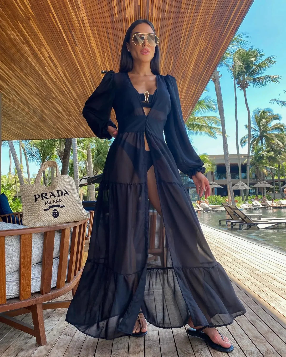 Crochet Kaftan Tunic Summer Beach Cover Up color21 / One Size