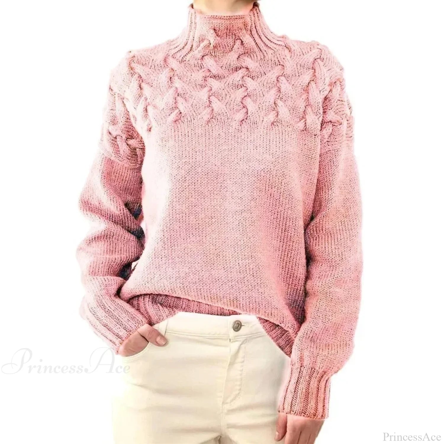 Crochet & Knitted Thick Pink Sweater