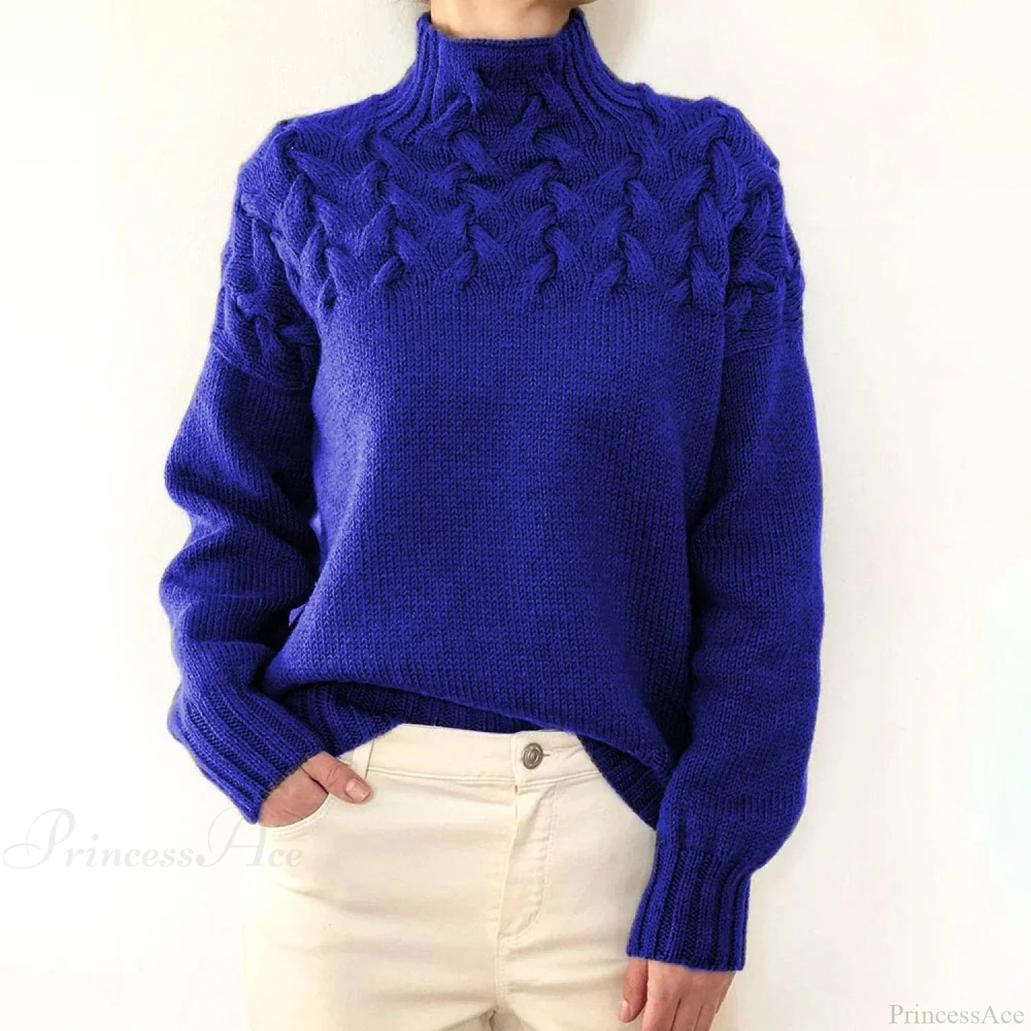 Crochet & Knitted Thick Pink Sweater Blue / S