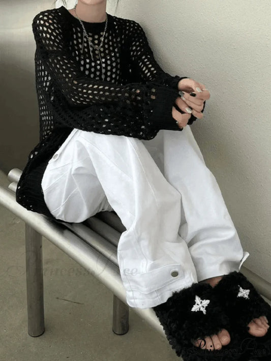 Crochet Long Sleeve Trendy Maxi Beach Dress Sweaters