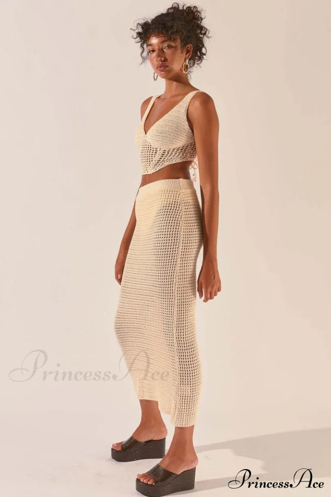 Crochet Midi Top Charming + Skirt Set